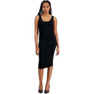 Bar III Petite Scoop-Neck Sleeveless Jersey Midi Dress Black Size PM